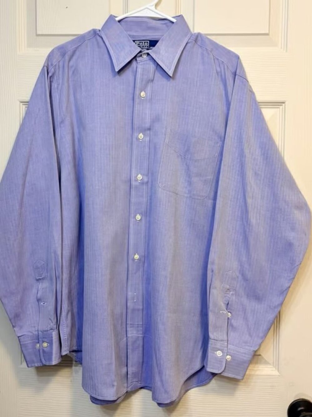 Polo Ralph Lauren Dress Shirt Andrew Blue Herringbone Cotton 16.5 34/35